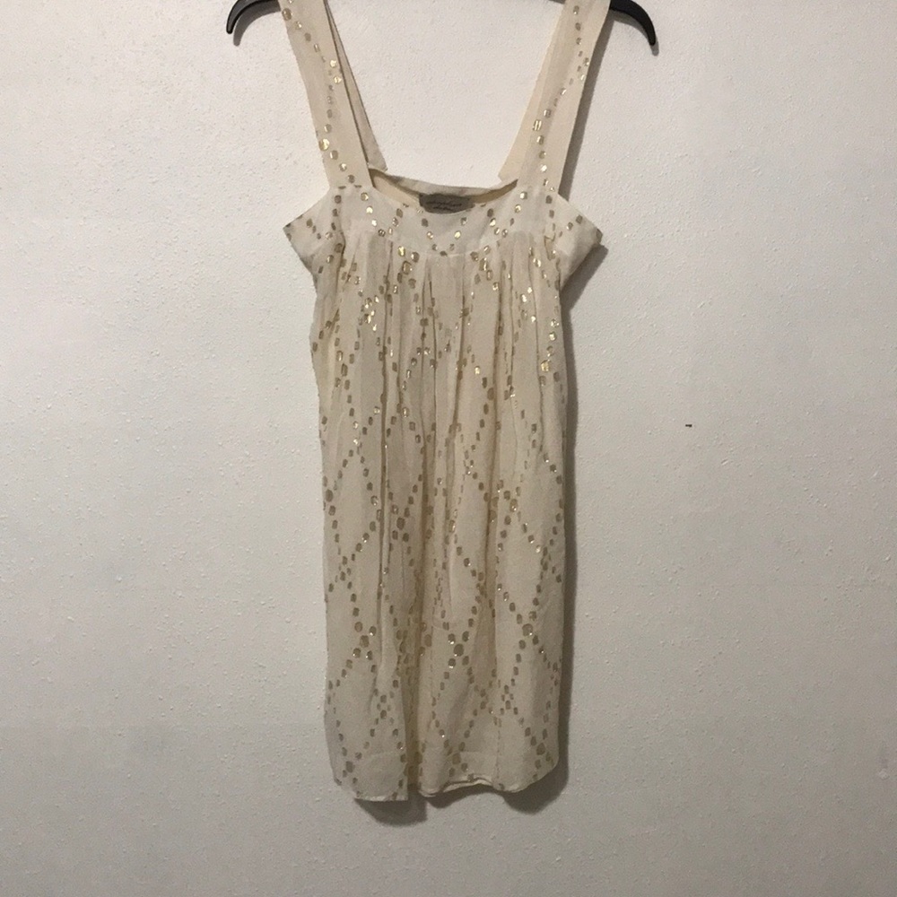 Adam Lippes Lamé Silk Mini Dress Cream Gold Sz. 2